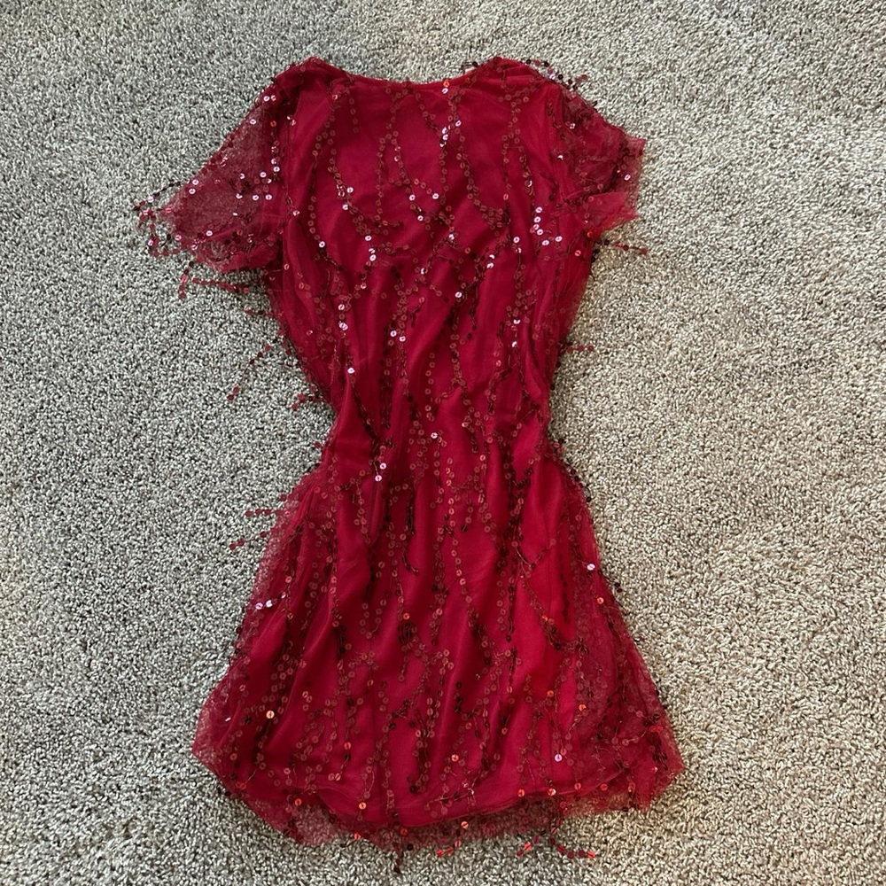 50s Cherry red sequin Flapper Dress - Picture 10 of 11